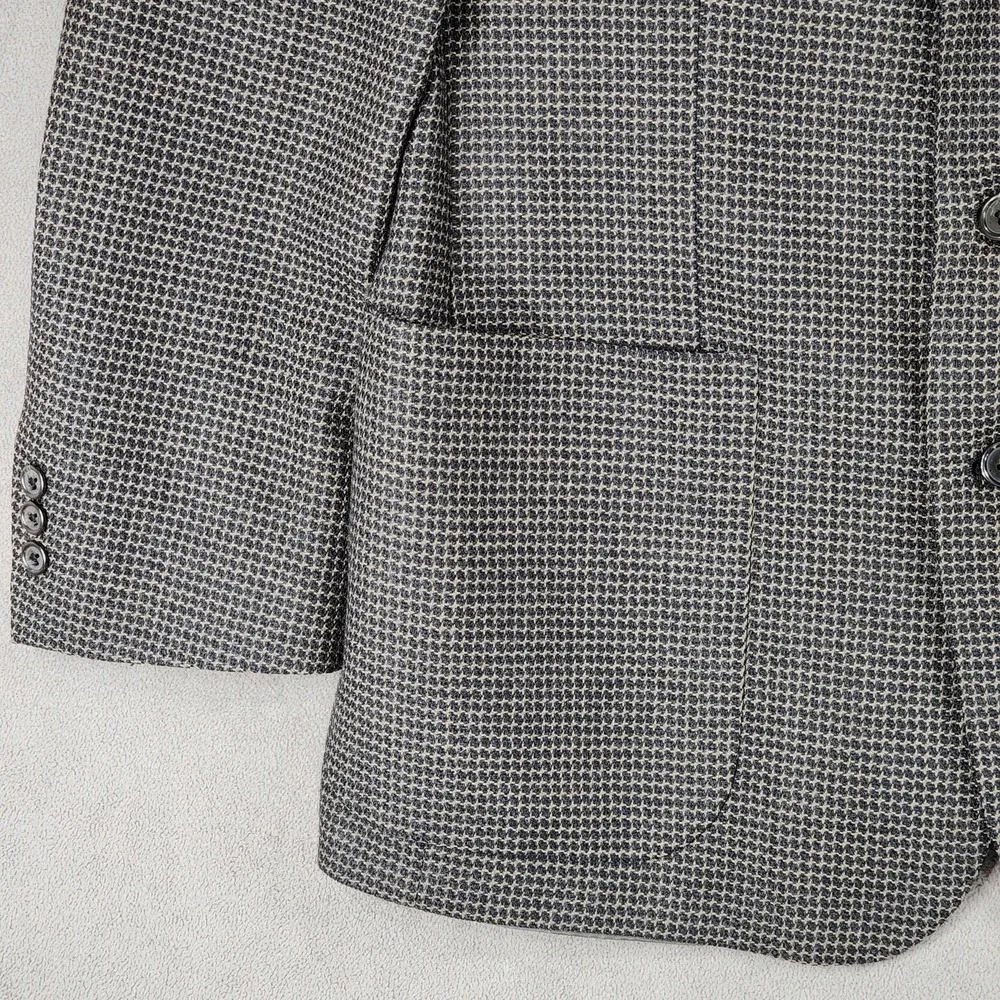Vtg Nordstrom Blazer 40R Men Gray Nailhead‎ Tweed Birdseye USA Wool Preppy